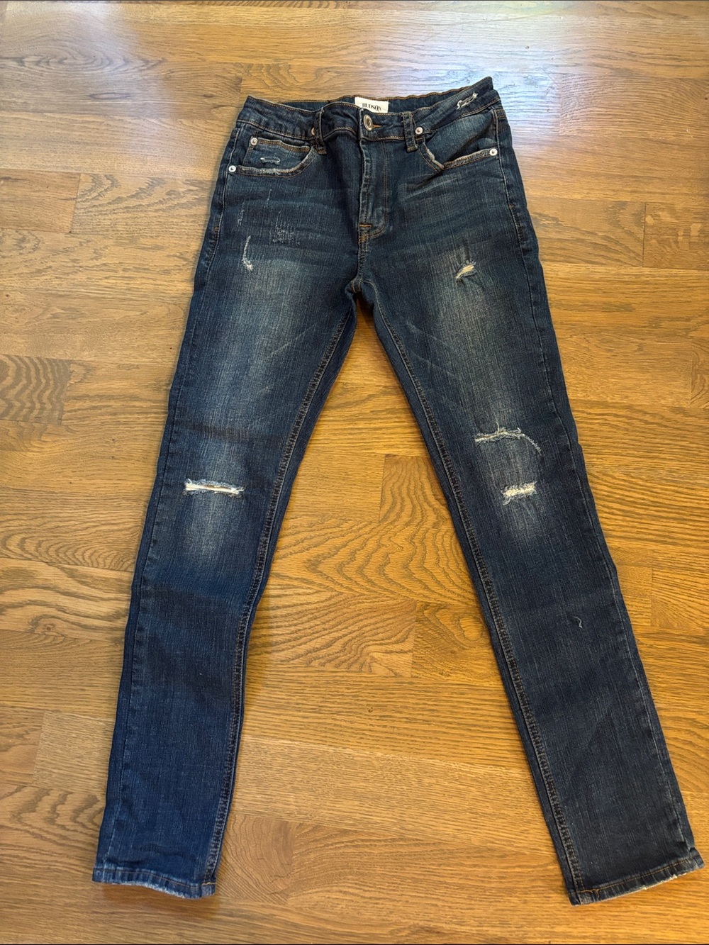 Hudson Jeans Kids Dark Blue Distressed Slim Jeans